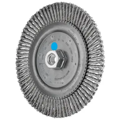 PFERD 82728 6-7/8" OD stringer bead wheel brush 76-knots .020" stainless steel wire, 5/8-11 (10pk)