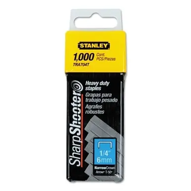 Stanley TRA704T Heavy-Duty Staple, 1/4", Steel, Silver