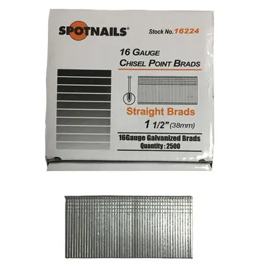 Spotnails 16224 - 1-1/2" Galvanized 16ga. Finish Nails, 2500ct