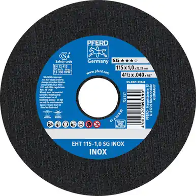 PFERD 63642 4-1/2" x .040" Cut-Off Wheel, 7/8" A.H. SG INOX - Type 1 (25pk)