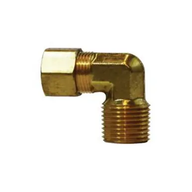 Midland Industries 00069-0804 - 90° Elbow, 1/2" Compression x 1/4" Male NPTF, Brass