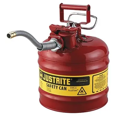 Justrite 7220120 AccuFlow Safety Can, 2 Gal, Gas, Red