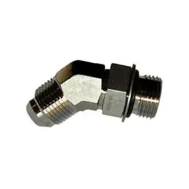 Midland Industries SS6802-06-06 - 45° Elbow, 3/8" 37° JIC Male Flared x 3/8" Male ORB, Stainless