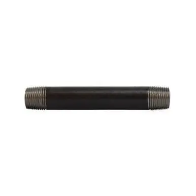 Midland Industries 59054SMLS - Seamless Pipe Nipple, 3/8" MPT x 3/8" MPT, 10" L, Steel, Black, SCH