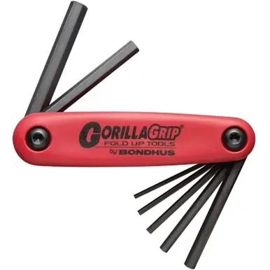 Bondhus 12587 GorillaGrip Fold-Up Hex Set, Metric, 2-8mm