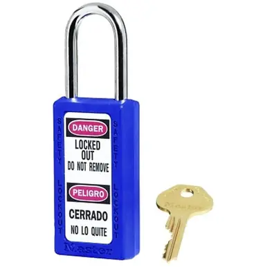 Master Lock 411BLU Safety Padlock, 1.5" x 3", 1.5" Shackle, Blue (6pk)