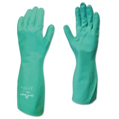 SHOWA 730-08 Chemical-Resistant Nitrile Coated Glove, Green, Medium