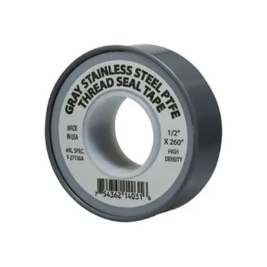 Midland Industries 982135 - Stainless Steel Thread Seal Tape, 4 mil Thick, 1/2" W, 260" L, Gray,