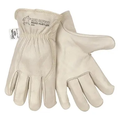 MCR Safety 3224M Road Hustler Drivers Gloves, Medium, Leather, Unlined, Beige