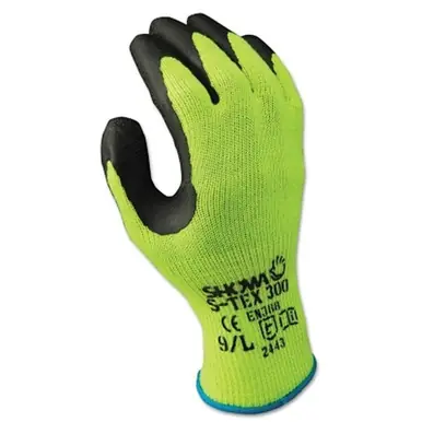 SHOWA S-TEX300S-07 Rubber Palm Glove, Black/Yellow, Small