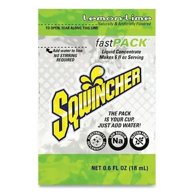 Sqwincher 159015308 Fast Pack Drink Mix, Lemon-Lime, 0.6 oz, Makes 6 oz