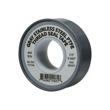 Midland Industries 982136 - Stainless Steel Thread Seal Tape, 4 mil Thick, 1/2" W, 520" L, Gray,