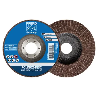 PFERD 45911 4-1/2" x 7/8" POLINOX Fibre-backing disc Interleaved - PNZ - Aluminum Oxide - 100 (5pk)
