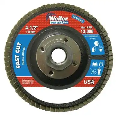 Weiler 31349 Flap Disc, 4.5", 36 Grit