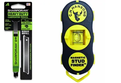 CH Hanson Magnetic Stud Finder with Sharpdraw-HD Carpenter Pencil w/ Refill