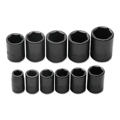 Proto 74102 Torqueplus Impact Socket Set, 1/2" Drive, 6-Point, 11-Piece
