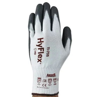 HyFlex 11-735-11 Polyurethane Palm Coated Gloves, Size 11, White/Gray (12pk)