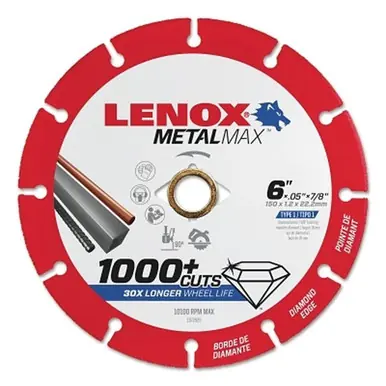 Lenox 1972923 MetalMax Diamond Cut-Off Wheel, 6" x 7/8" Arbor