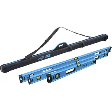OX TOOLS T635401 - Tradesman 3 Level Set w/ Case, 24", 48" & 72" Levels, Non-Magnetic
