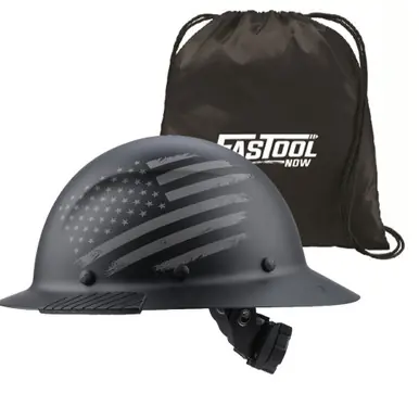 LIFT HDF-25PRM - DAX Fiber Reinforced Full Brim Hard Hat (Black Patriot Matte) w/ Tote Bag