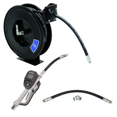GRACO 2004731 - SD10 Oil Hose Reel, 1/2" x 35 ft, Black, w/ SDM8 Oil Meter Flex Ext.