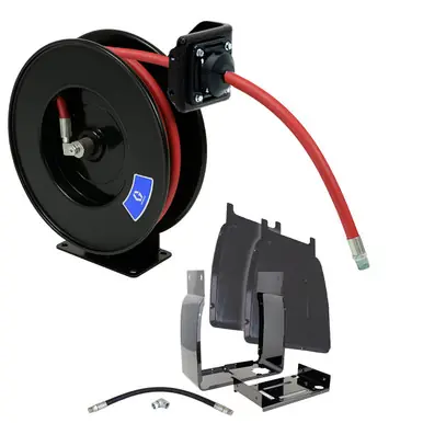 GRACO 2004726 - SD10 Air/Water/Antifreeze Hose Reel, 3/8" x 50 ft w/ Enclosure Kit, Black