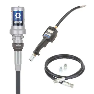 GRACO 24H801 - LD Series 3 1 Stationary Oil Pump Package - Preset Meter w/ Flex Extension