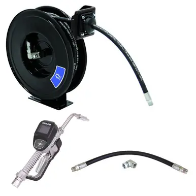 GRACO 2004730 - SDX10 Oil Hose Reel, 1/2" x 35 ft Black, w/ SDM8 Oil Meter Rigid Ext.