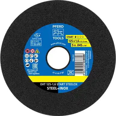 PFERD 63901 - Cut-Off Wheel, 5" x .045 x 7/8, START STEELOX, T1, Aluminum oxide (25pk)