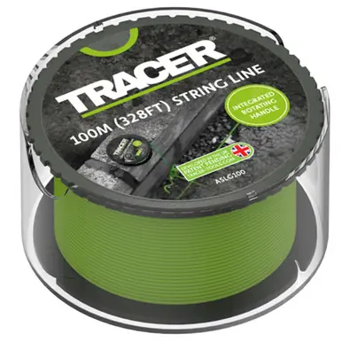 TRACER ASLG100 - 100 Meter Mason Line - Anti-Tangle, High-Vis Green Line on Rotating Spool w/ Handle
