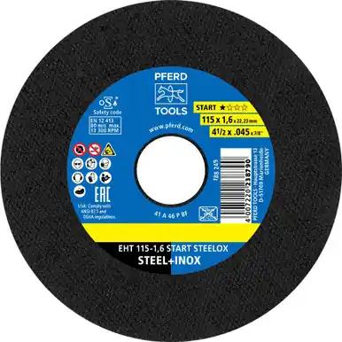 PFERD 63900 - Cut-Off Wheel, 4-1/2" x .045 x 7/8, START STEELOX, T1, Aluminum oxide (25pk)