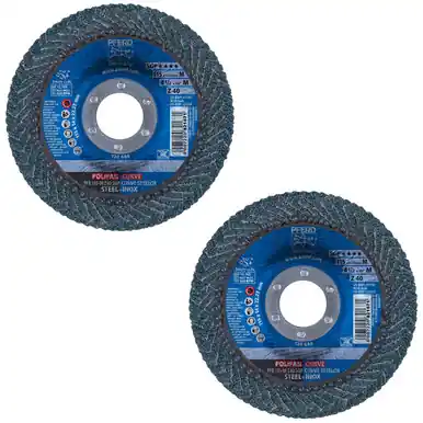 PFERD 66991 - 4-1/2" x 7/8" POLIFAN CURVE Medium Radius Flap Disc SGP Zirconia 40G (2pk)