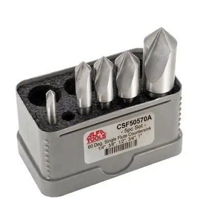 ALFA CSF50570A - 5pc Set 60 Deg. Single Flute Countersink 1/4", 3/8", 1/2", 3/4", 1"