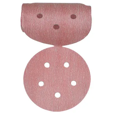 ALFA PSAR60806 - 6" 6 Hole 80G PSA Paper Disc Red Aluminum Oxide 100/Link Roll