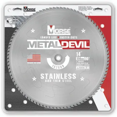 MK Morse CSM1490FSSC - 14" 90T Metal Devil Stainless-Cutting Saw Blade, 1" Arbor