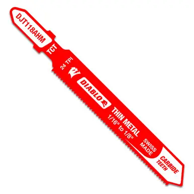 DIABLO DJT118AHM - 3-1/4" 24 TPI Carbide T-Shank Jig Saw Blade for Thin Metal