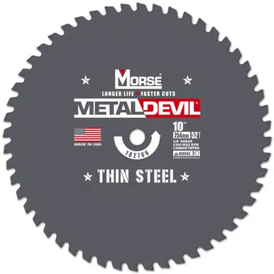 MK Morse CSM1052FTSC - 10" 52T Metal Devil Thin Steel-Cutting Saw Blades, 5/8" Arbor
