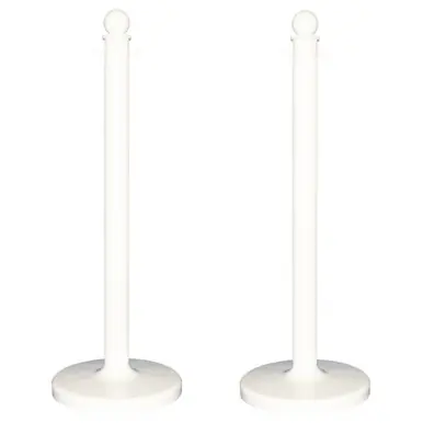 Mr. Chain 96401-2 Medium Duty 2.5" Stanchion (2 Pack) White