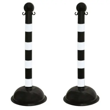 Mr. Chain 99920-2 Heavy Duty 3" Striped Stanchion (2 Pack) Black/White