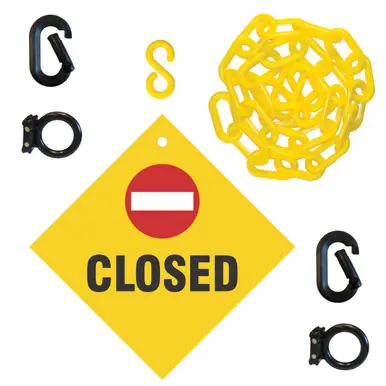 Mr. Chain 7403CL Closed Sign Kit 3‘ Yellow Plastic Chain
