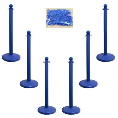 Mr. Chain 71106-6 Medium Duty 2.5" Stanchion (6 Pack) Blue