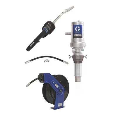 GRACO 24J734 - LD Series 3 1 Tank Mount Oil Pump w/ SD Series Hose Reel Package - Preset Meter Type