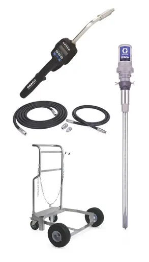 GRACO 24H958 - LD Series 5 1 Mobile 55 Gallon Oil CE Pump Package - Preset Meter, Flex Extension,