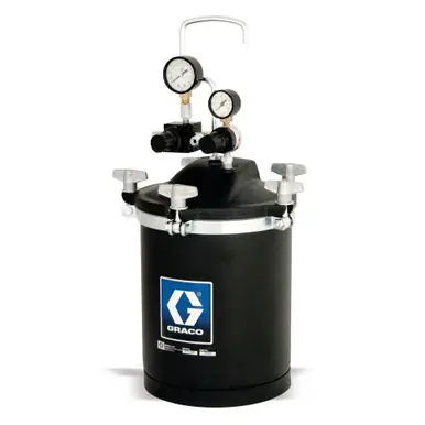 GRACO 223833 - 2.5 Gal Pressure Pot, Aluminum, 50 PSI Max, with Dual Regulators (Fluid & Air)