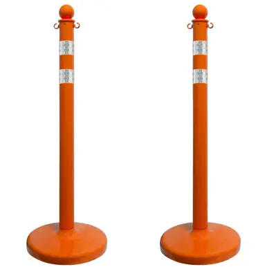 Mr. Chain 96478-2 Medium Duty 2.5" Reflective Stanchions (2 Pack) Safety Orange