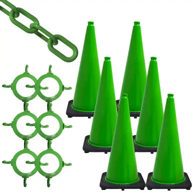 Mr. Chain 93204-6 28" Traffic Cone and Chain Kit Yellow