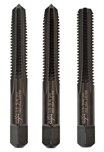 ALFA HTS80050 - 1-8 HSS Black Oxide USA Hand Taps, Taper, Plug & Bottoming 3pc Set