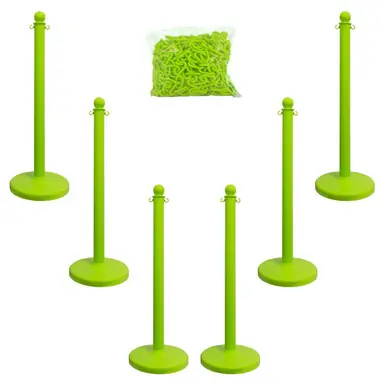 Mr. Chain 71114-6 Medium Duty 2.5" Stanchion (6 Pack) Safety Green