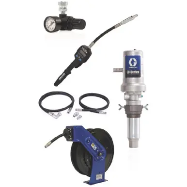 GRACO 24K799 - LD Series 3 1 Deluxe Tank Mount Oil Pump w/ SD Series 1/2" x 50 ft. Hose Reel Package