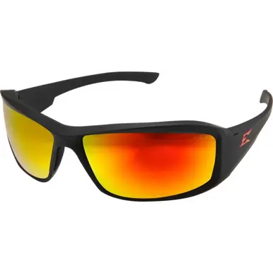 EDGE Eyewear XBAP139 Brazeau Torque, Matte Black Frame / Aqua Precision Red Mirror Lens Safety